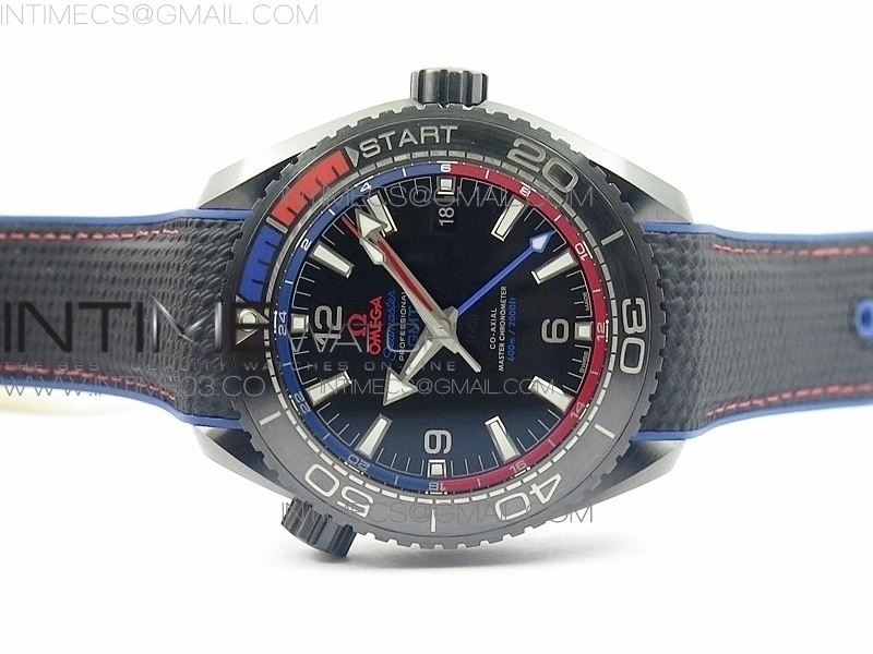 Planet Ocean 45.5mm ETNZ "Deep Black" Real Ceramic VSF 1:1 Best Edition on Black Nylon Strap A8906 Super Clone